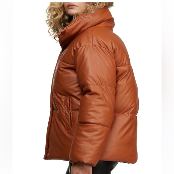 NVLT Vegan Leather Puffer Coat - Picture 2 of 5